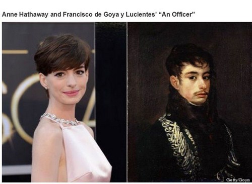 anne hathaway look alike - Anne Hathaway and Francisco de Goya y Lucientes' "An Officer" Getty Goya