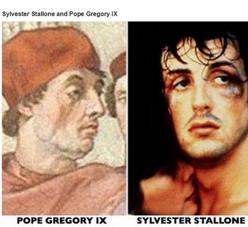 celebrities reincarnated - Sylvester Stallone and Pope Gregory Ix Pope Gregory Ix Sylvester Stallone