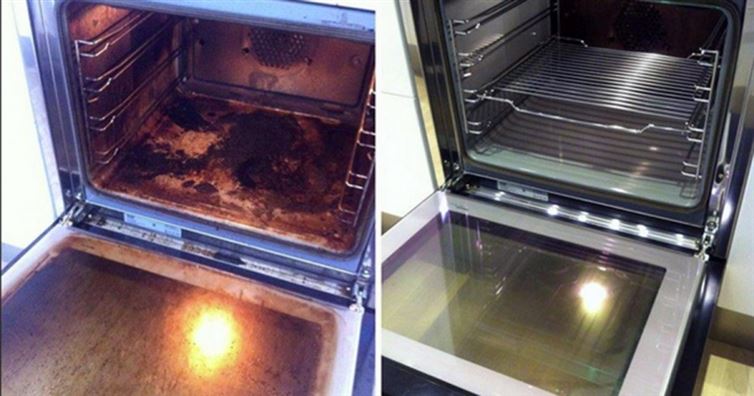Oven:
Do you spend hours upon hours scrubbing your oven clean? Stop it! Instead, make a paste using water and baking soda and spread it all around the inside of your oven. Let it sit overnight, then take a wet rag to wipe out as much of the baking soda mixture as possible. Next, spray some vinegar on the inside of your oven and wipe down with a wet rag. Then turn your oven on low for about 20 minutes to let it dry.