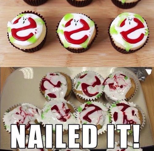 fail cake ghostbuster cupcakes - a ee Nailed It!