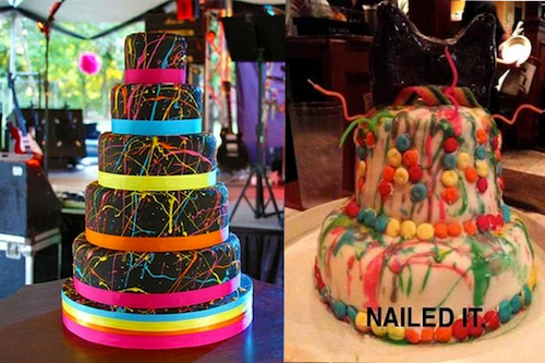 fail cake neon sweet 16 birthday cake - Nailed It.