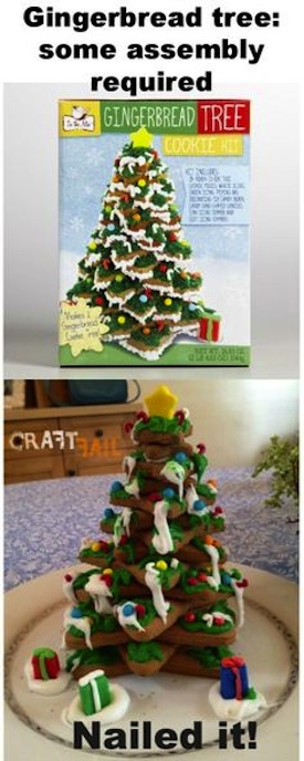 fail cake diy nailed it christmas - Gingerbread tree some assembly required Gingerbread Tree Craft Nailed it!