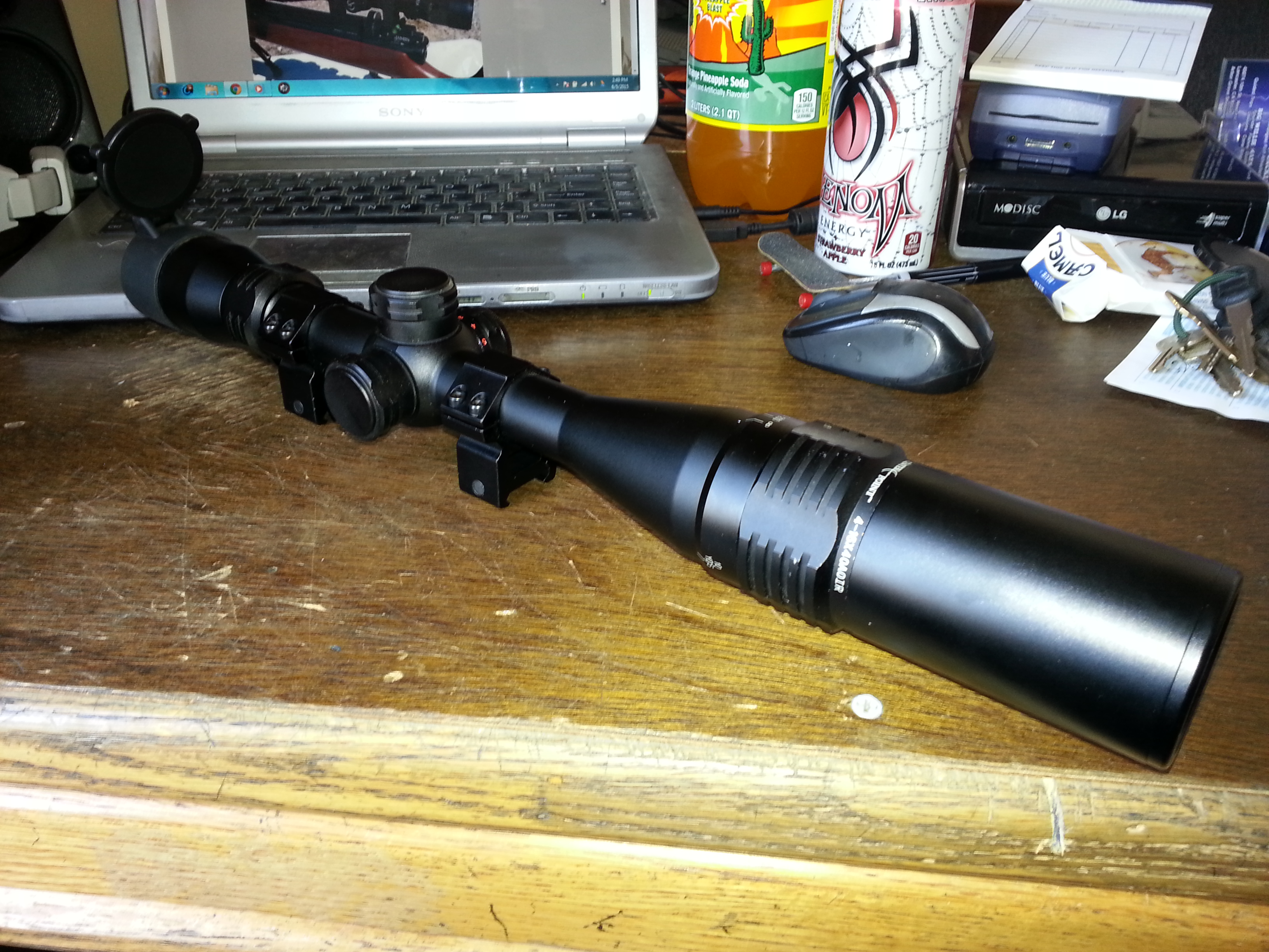 i have a centerpoint scope and bought a sunshade or scope shade for it off ebay. i didnt know if it would fit but i just got it today and it fits like a glove...on ebay its listed as  ''tactical aluminum 40mm rifle sunshade for many rifle scopes length 76mm 3" it runs about 6-7 dollars.measurements are 48mmx76mmx49mm