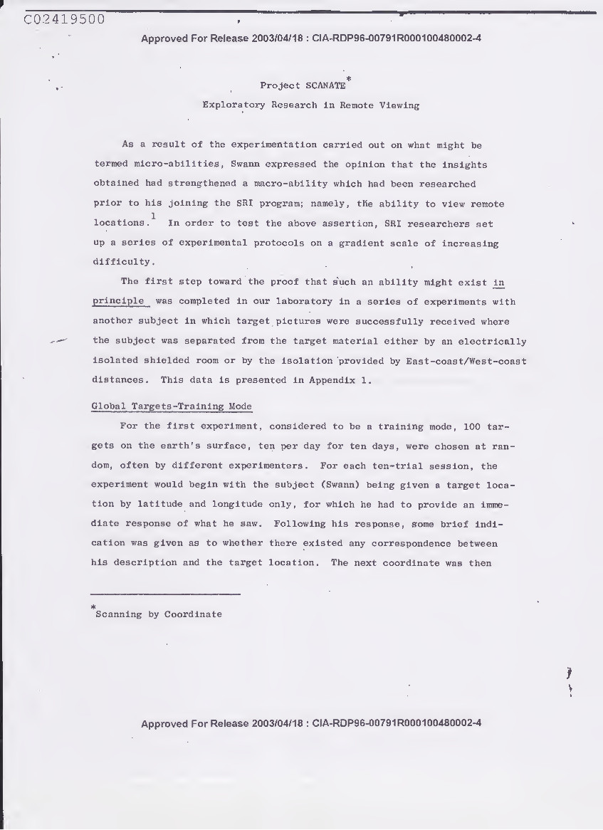 DECLASSIFIED C.I.A. Report on Remote Viewing