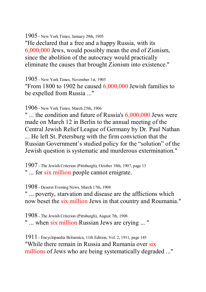 6,000,000 JEWS KILLED 256 TIMES