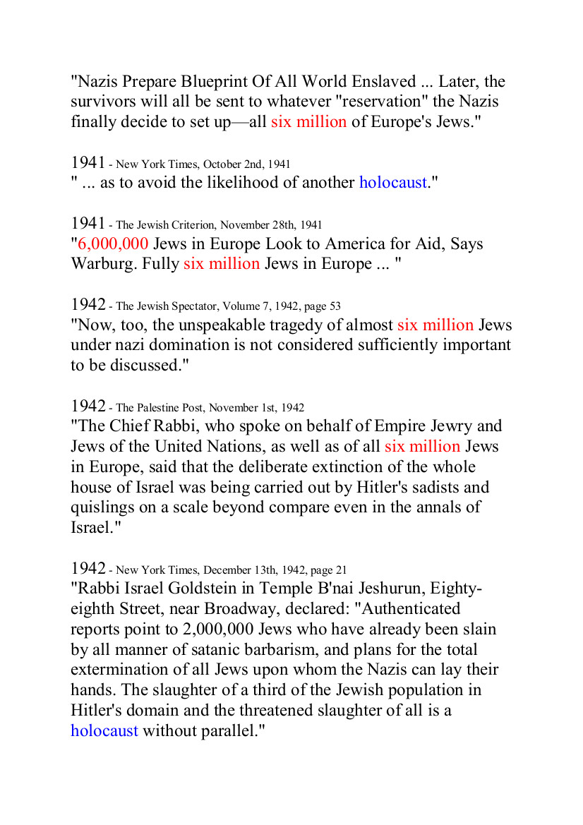 AND HERE IS THE REST OF THE REFERENCES TO 6,000,000 BEFORE WORLD WAR 2