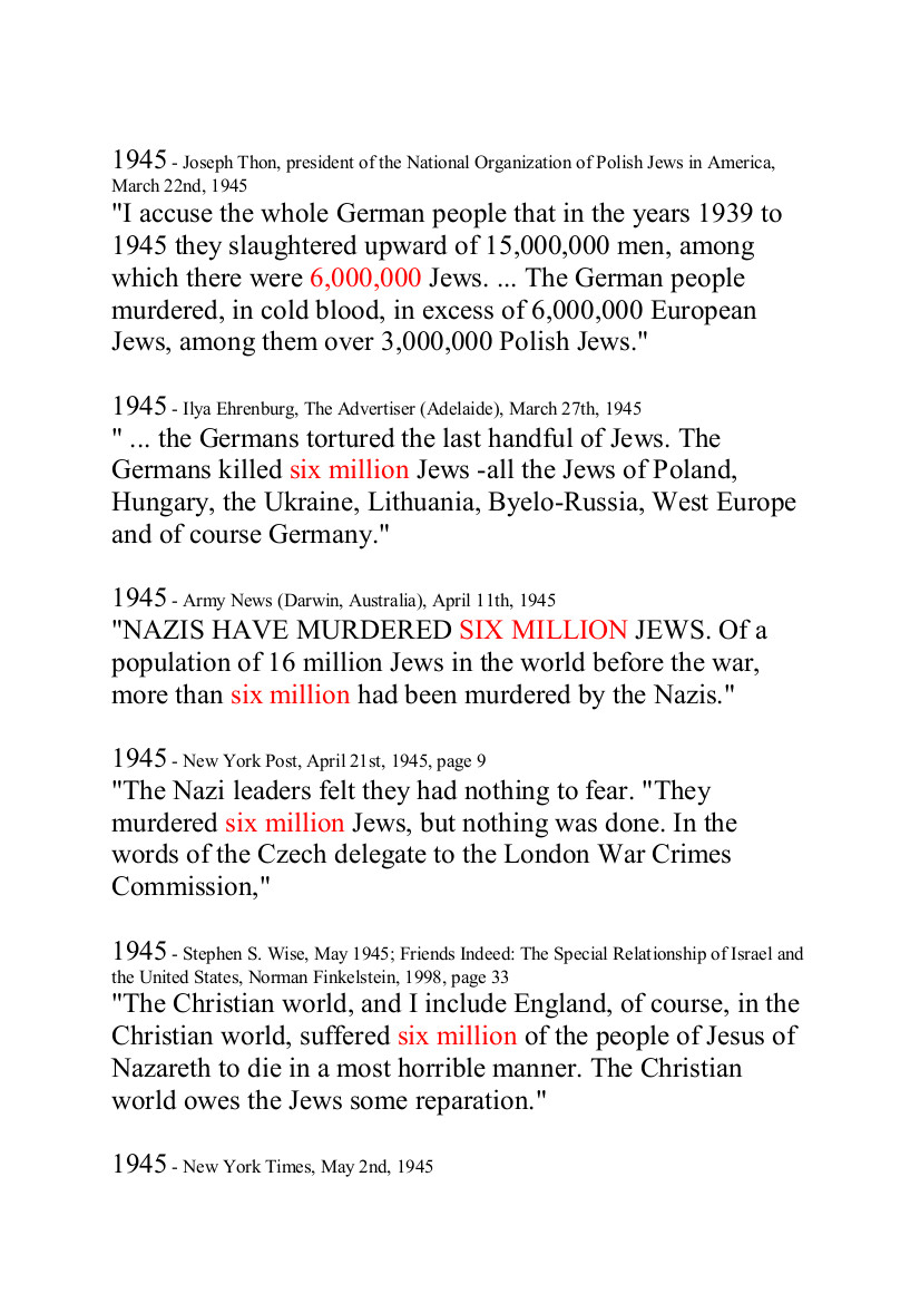 AND HERE IS THE REST OF THE REFERENCES TO 6,000,000 BEFORE WORLD WAR 2