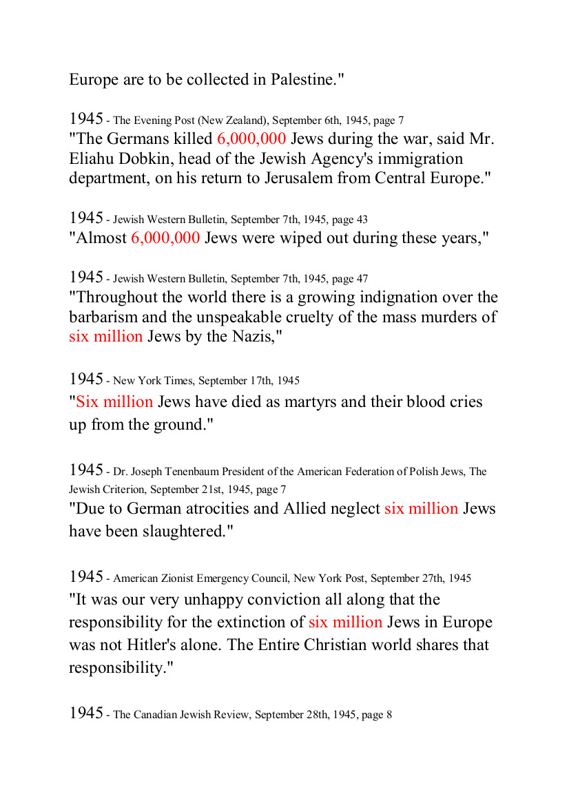 AND HERE IS THE REST OF THE REFERENCES TO 6,000,000 BEFORE WORLD WAR 2