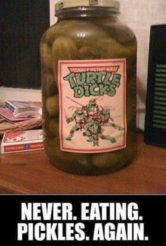 work meme of a pickle jar of turtle dicks