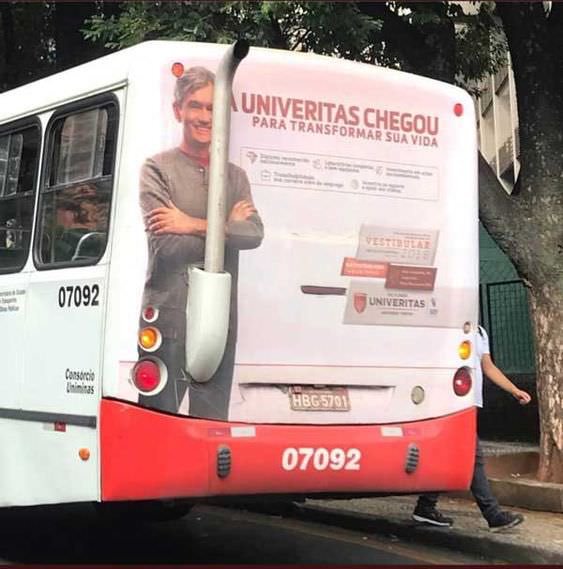 work meme of a bus ad that shows a man with a bus exhaust for a dick