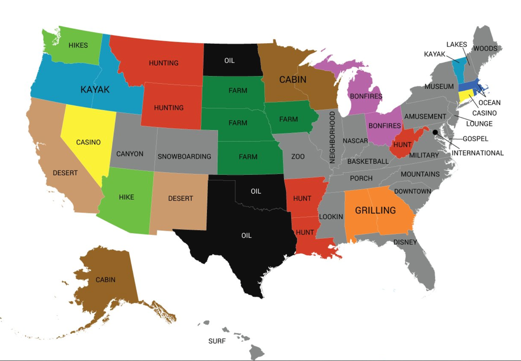 The most popular words in online dating profiles by state, according to match.com
