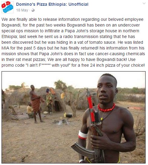 These Ethiopian Domino's Pizza Facebook Updates are Priceless