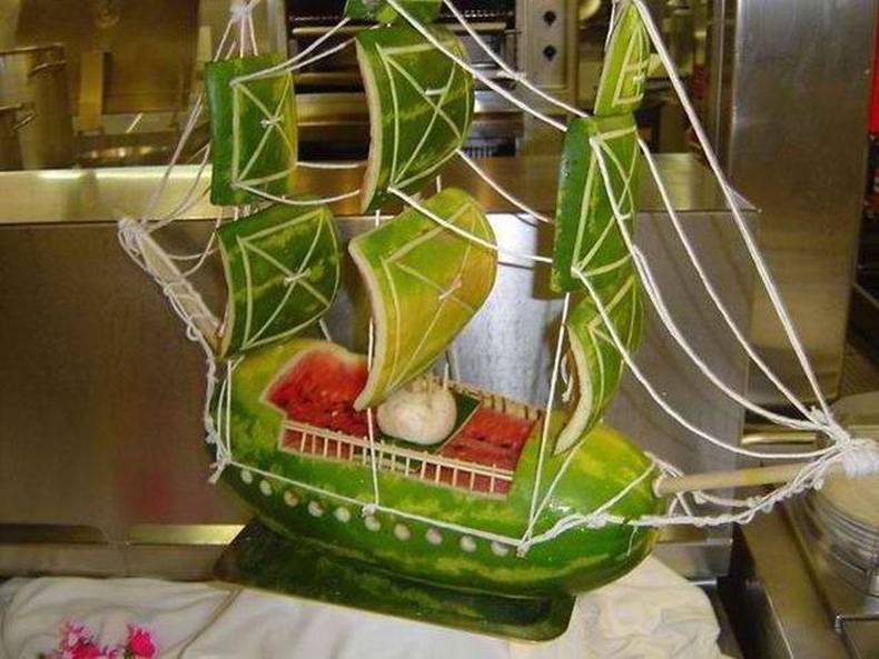 watermelon carving boat