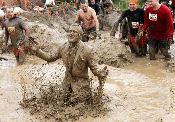 tough mudder in a suit
