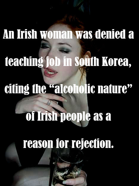 photo caption - An Irish woman was denied a teaching job in South Korea, citing the "alcoholic nature" of Irish people as a reason for rejection.