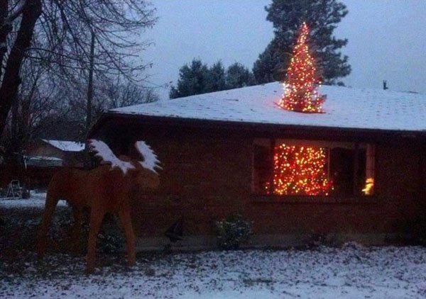 christmas tree top on roof