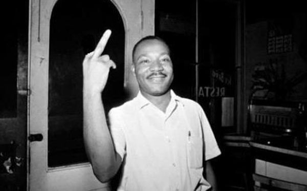 Martin Luther King flipping the middle finger