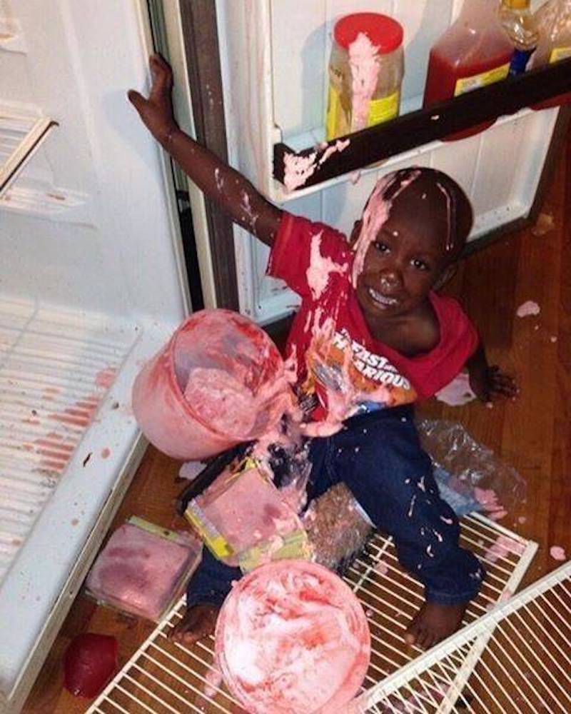 kid spills ice cream - as