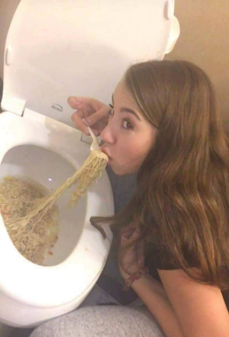 wtf eating out of toilet porn