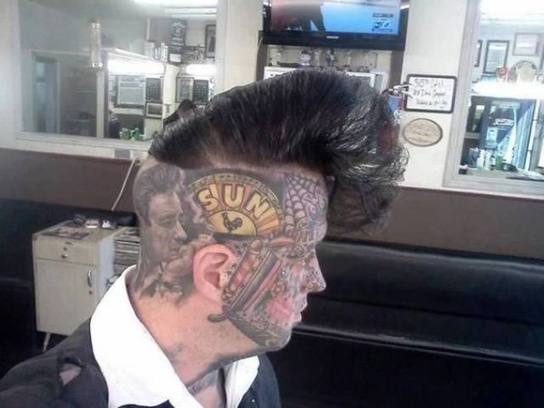 WTF haircut and face tattoo combo