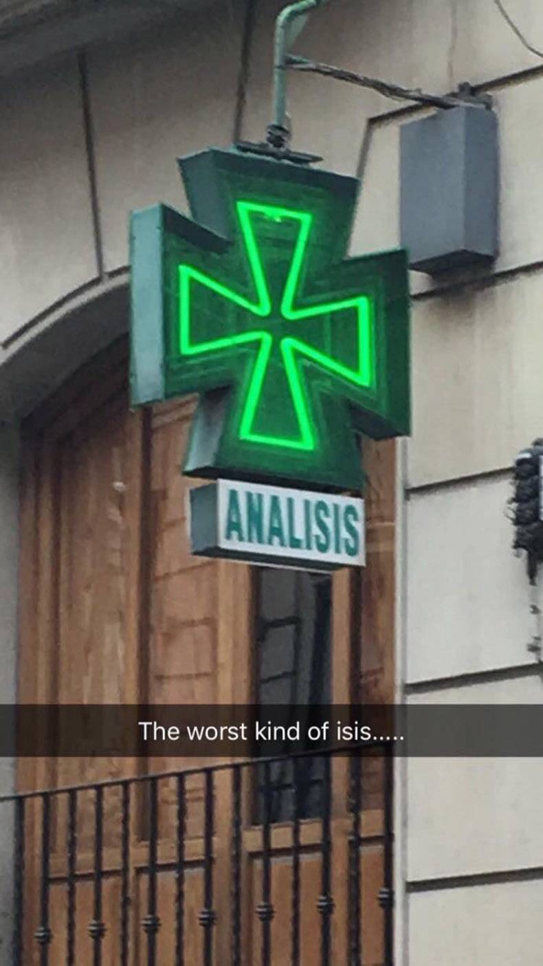 Snapchat pic of an Analisis place and caption says 'worst kind of ISIS'