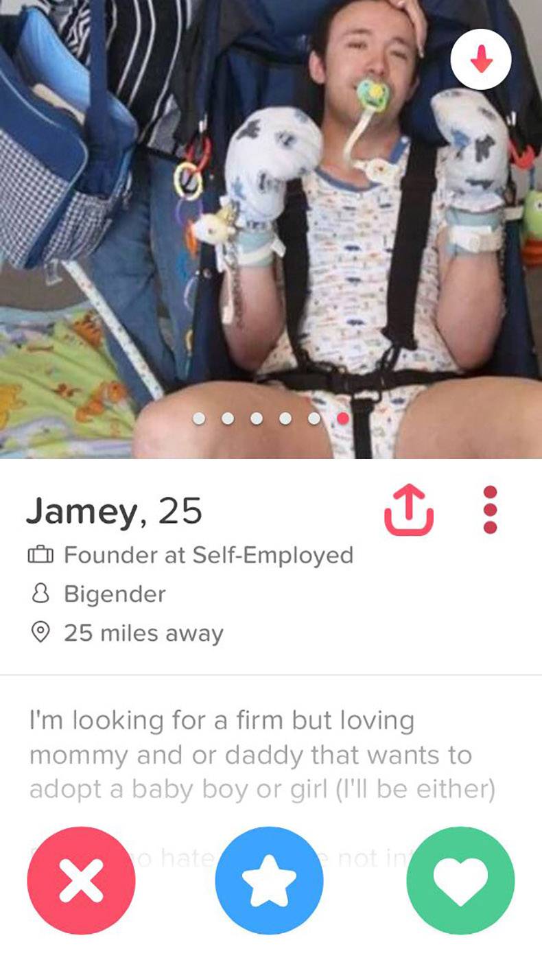 WTF posting of a man baby who wants a couple to adopt him.