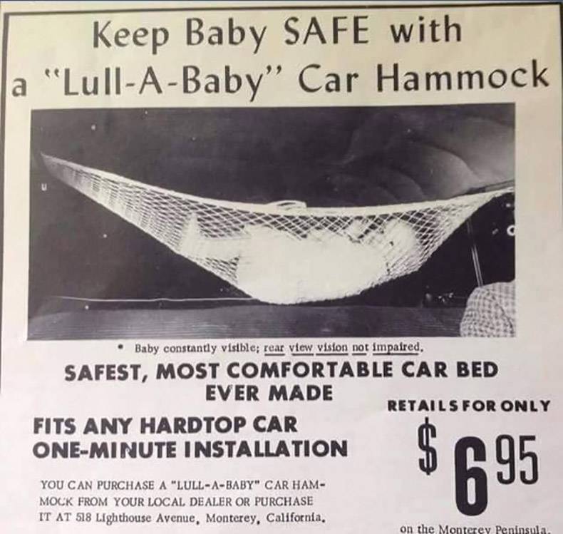 Blast from the past that is probably not so face of a lull-a-baby hammock for your car.