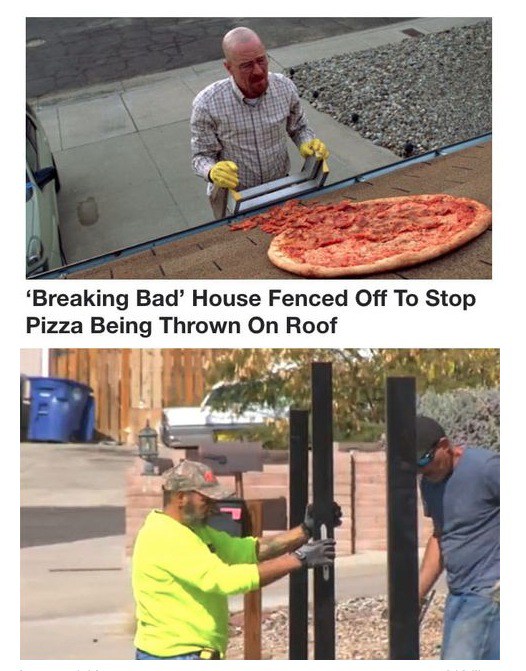 random breaking bad pizza - Breaking Bad' House Fenced Off To Stop Pizza Being Thrown On Roof