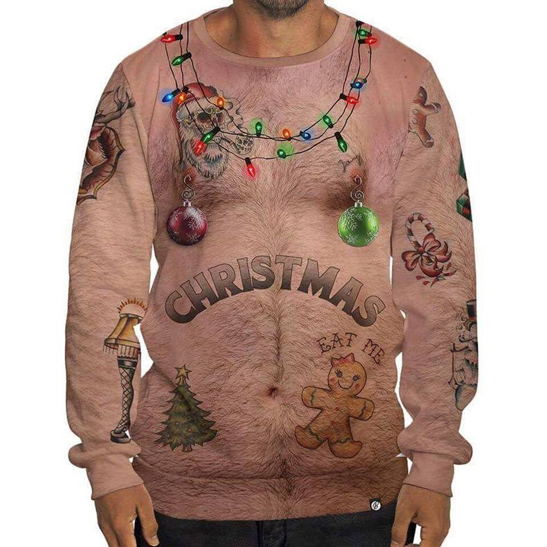ugly christmas sweater hairy - Ju Lie