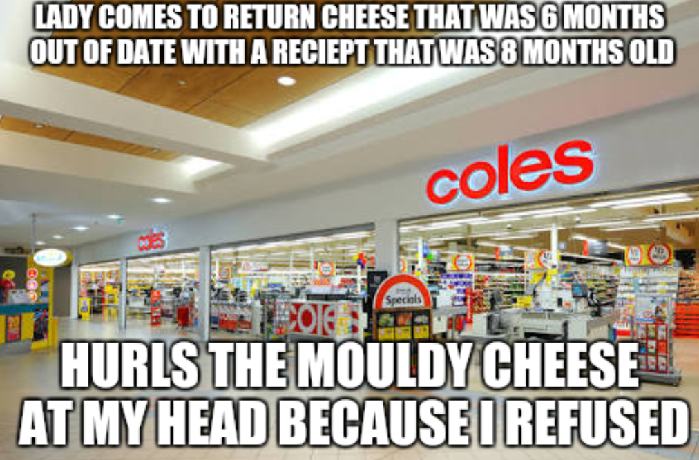 burpees for boobies - Lady Comes To Return Cheese That Was 6 Months Out Of Date With A Reciept That Was 8 Months Old coles Specials Loial Hurls The Mouldy Cheeseh. At My Head Because I Refused