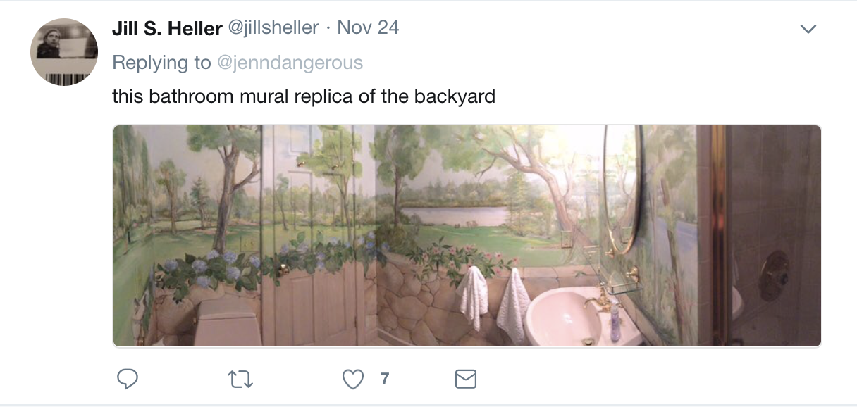 video - Jill S. Heller Nov 24 this bathroom mural replica of the backyard