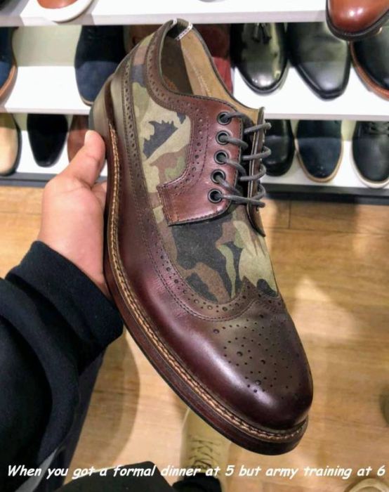 outdoor shoe - When you got a formal dinner at 5 but army training at 6