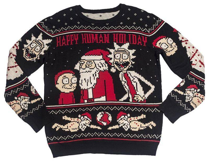 rick and morty christmas sweater - Happy Human Hol .