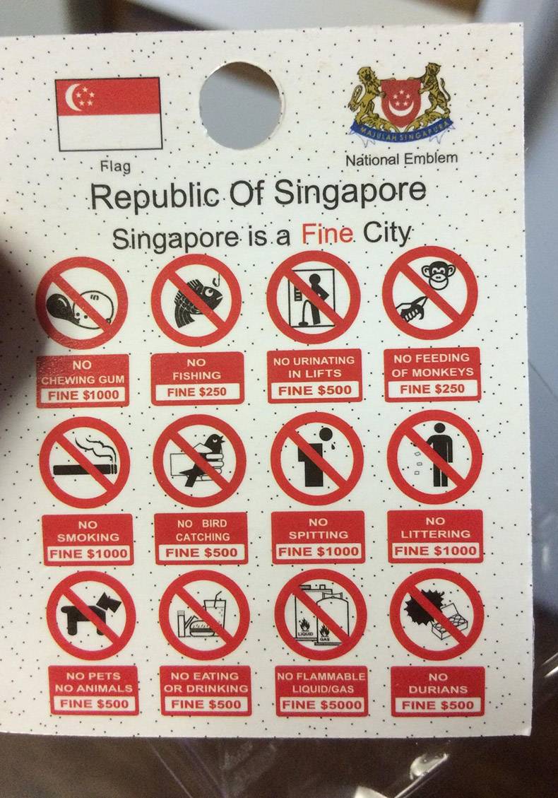 singapore coat of arms - Scar .. . National Emblem Republic Of Singapore Singapore is a Fine. City No Chewing Gum Fine $1000 No Fishing Fine $250 No Urinating In Lifts Fine $500 No Feeding Of Monkeys Fine $250 000 No No Smoking Fine $1000 No Bird Catching