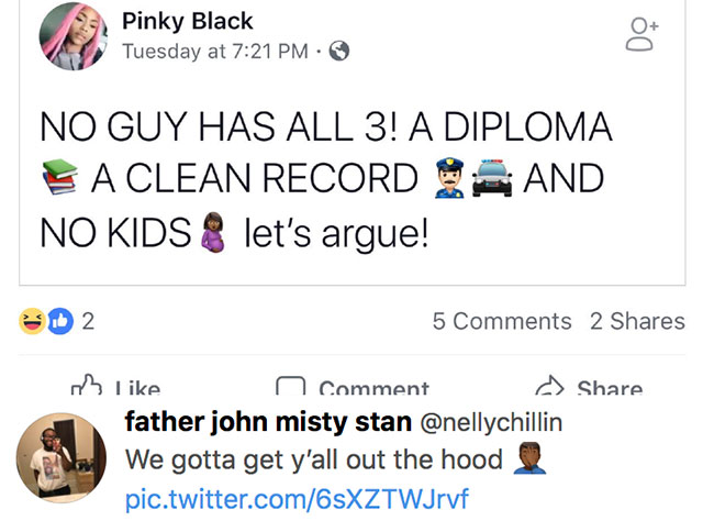 web page - Pinky Black Tuesday at 00 No Guy Has All 3! A Diploma A Clean Records And No Kids & let's argue! 02 5 2 3 n Comment father john misty stan We gotta get y'all out the hood pic.twitter.com6sXZTWJryf