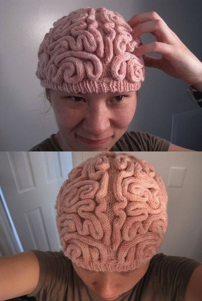 knitted brain hat