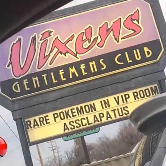 signage - Vixens Gentlemens Club Rare Pokemon In Vip Room Assclapatus