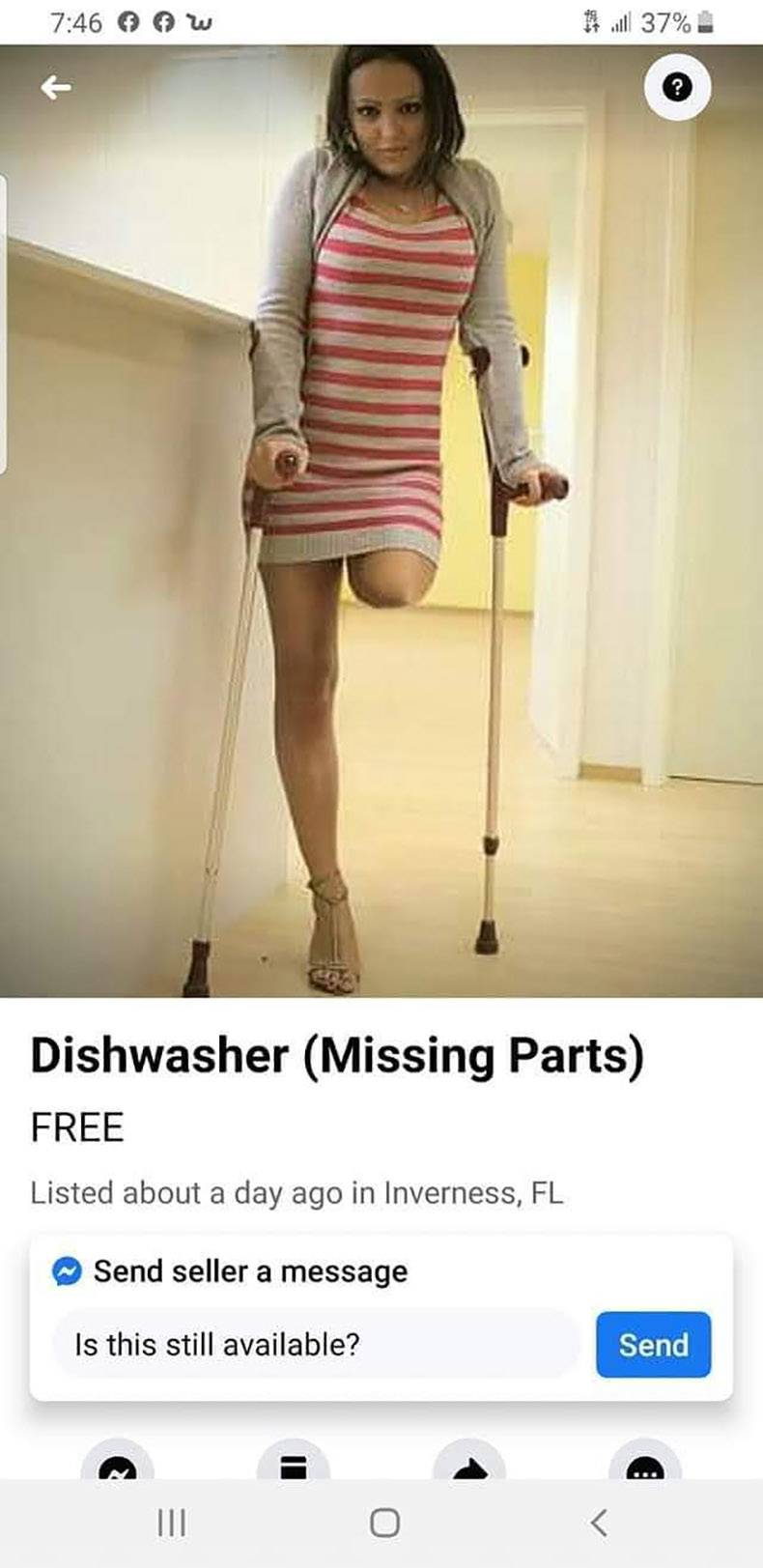 girl amputee leg - 0 W 14 . 37% Dishwasher Missing Parts Free Listed about a day ago in Inverness, Fl Send seller a message Is this still available? Send