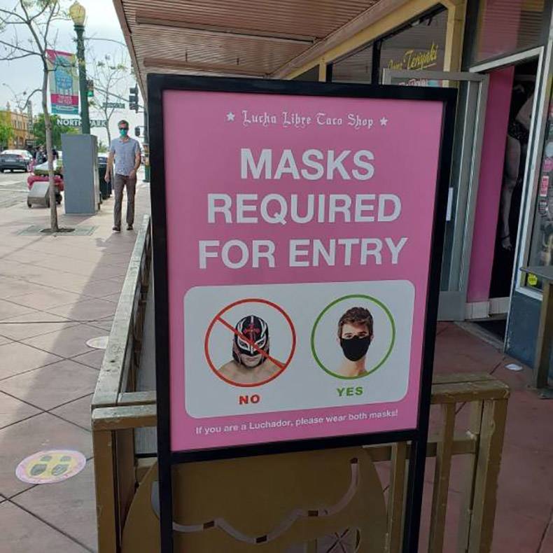 Photograph - Nokte Au Lucha Libre Taro Shop Masks Required For Entry Yes No If you are a Luchador, please wear both maska!
