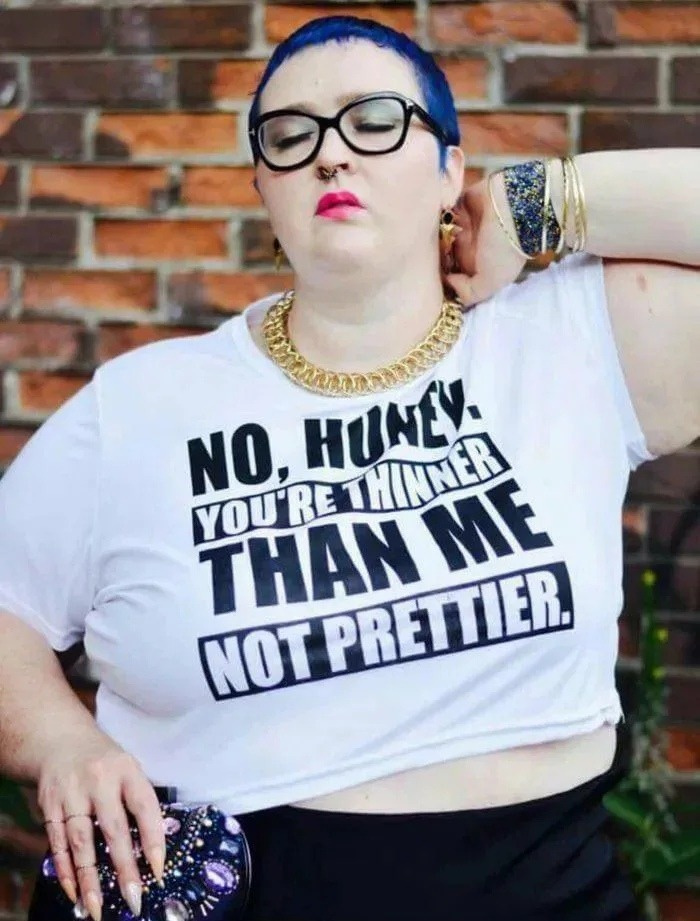 blue haired sjw - No, Hunev You'Re Thinner Than Me Not Prettier.