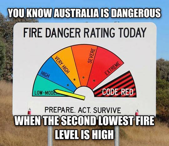 You know Australia is dangerous when the second part of the scale is HIGH