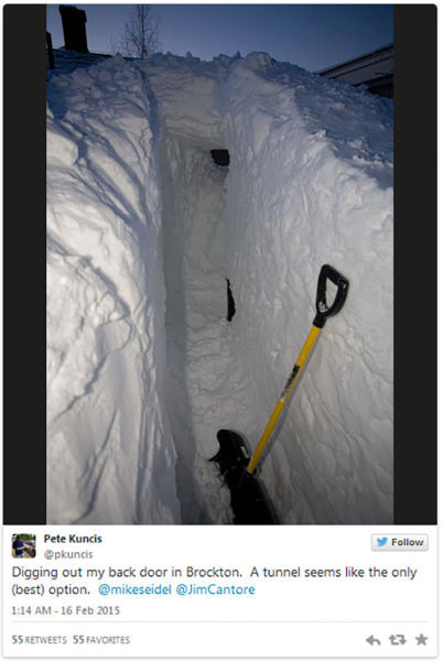 People have to dig tunnels out of their homes.