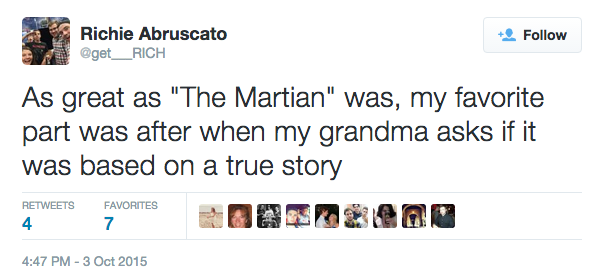 Apparently A Lot Of Girls Think "The Martian" Is A True Story