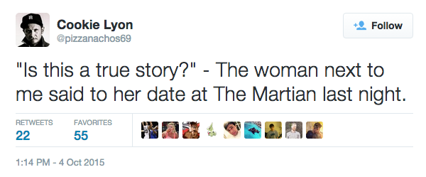 Apparently A Lot Of Girls Think "The Martian" Is A True Story