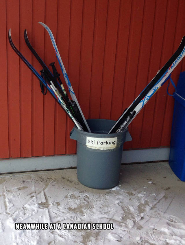 Ski Parking Meanwhile At A Canadian School