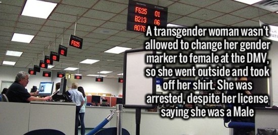 classroom - F625 01 B213 06 Rotea transgender woman wasn't allowed to change her gender marker to female at the Dmv, So she went outside and took i off her shirt. She was arrested, despite her license saying she was a Male
