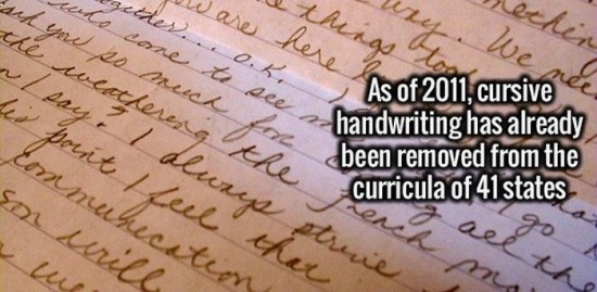 handwriting - e are setter 0. 5 2 who come to see and you po much for the weathering the I things here Methen way. We nee ka ton cursive Z paylacomy I always sis point I feel the communication son urill As of 2011, cursive handwriting has already been rem