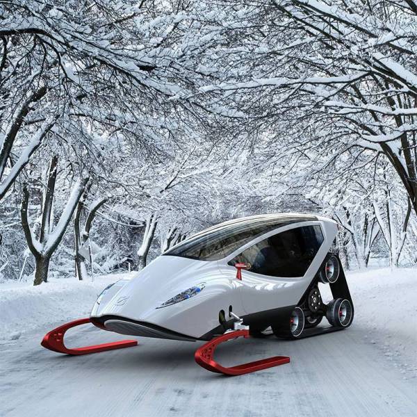 snowmobile on snow