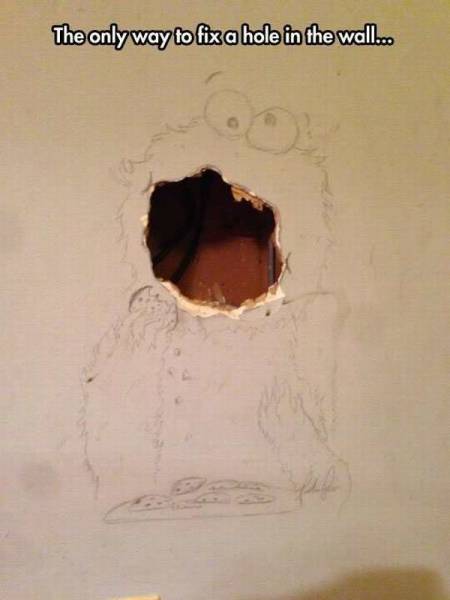 hole in wall meme - The only way to fix a hole in the wall..