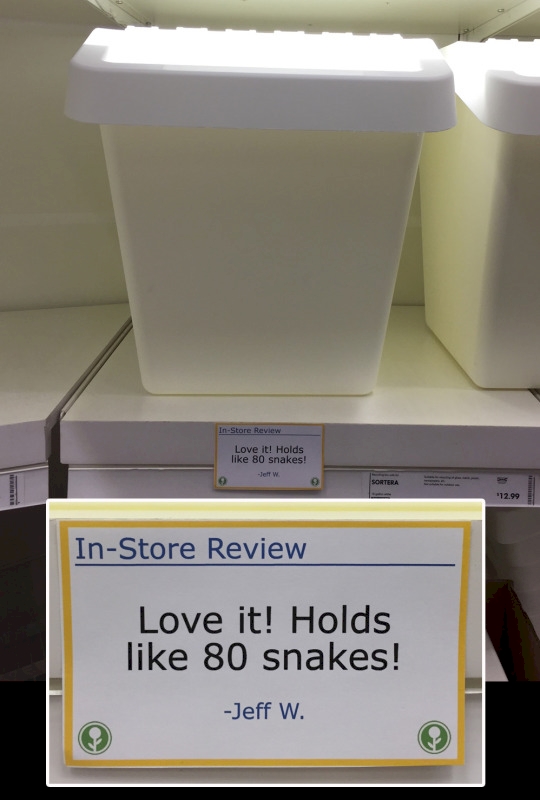 This hilarious store review was the result of prankster Jeff Wysaski, who makes fake signs and posts them online.